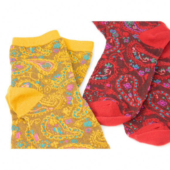 Accessories - Soft Paisley Socks Set - Red & Mustard Yellow Accessories - Soft Paisley Socks Set - Red & Mustard Yellow